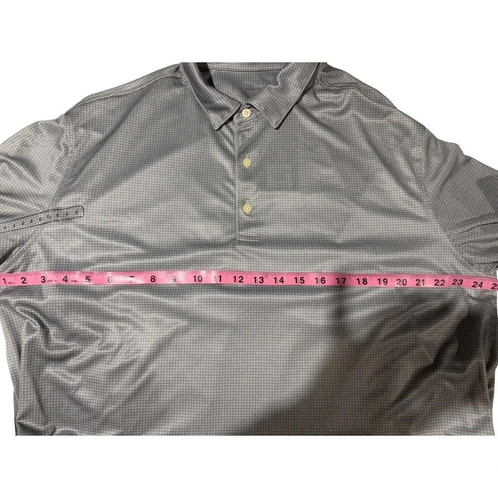 Walter Hagen Polo Shirt Houndstooth Print Men XL Grey HydroDri UPF 25+ New